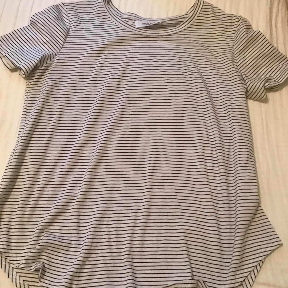 Carly Jean Kenya T-shirt is black and white stripe